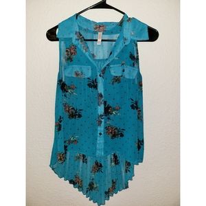 Teal floral top